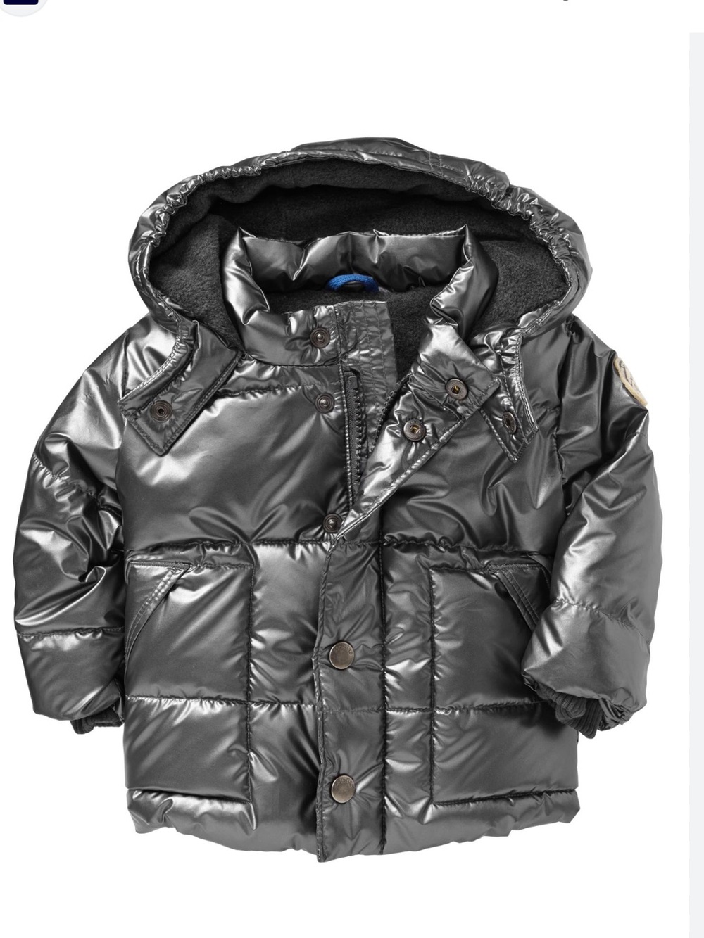 Baby Gap Puffer Coat Jacket Metallic. 0-6 Months Silver Grey Fleece Lined